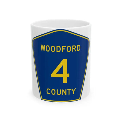 Woodford County 4 (Illinois) (Road Sign) White Coffee Mug 11oz - Go Mug Yourself
