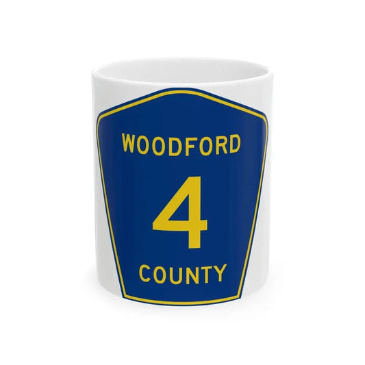 Woodford County 4 (Illinois) (Road Sign) White Coffee Mug 11oz - Go Mug Yourself