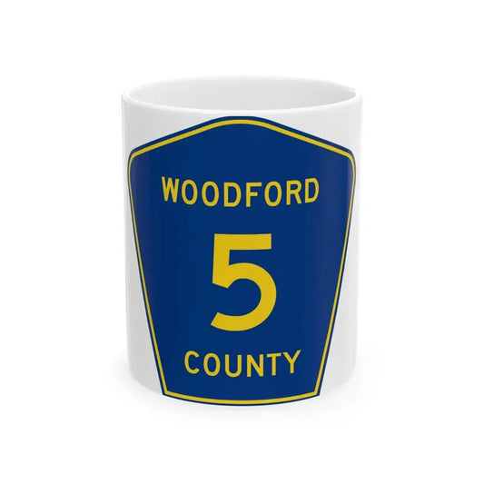 Woodford County 5 (Illinois) (Road Sign) White Coffee Mug 11oz - Go Mug Yourself