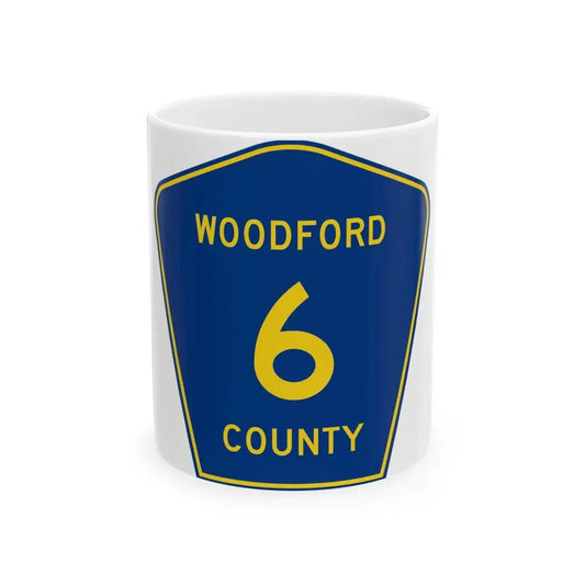 Woodford County 6 (Illinois) (Road Sign) White Coffee Mug 11oz - Go Mug Yourself