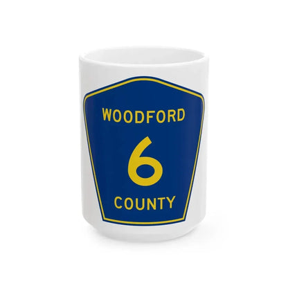 Woodford County 6 (Illinois) (Road Sign) White Coffee Mug 15oz - Go Mug Yourself
