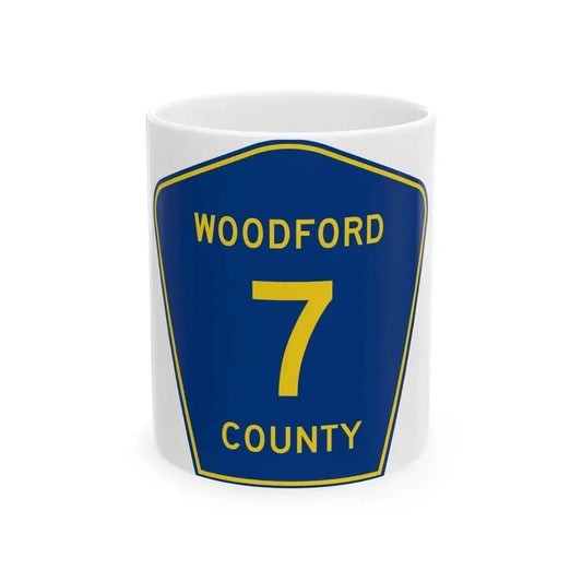 Woodford County 7 (Illinois) (Road Sign) White Coffee Mug 11oz - Go Mug Yourself
