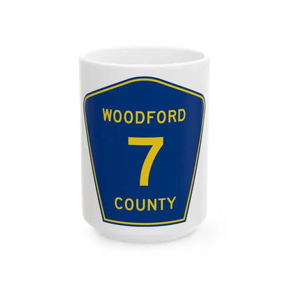 Woodford County 7 (Illinois) (Road Sign) White Coffee Mug 15oz - Go Mug Yourself