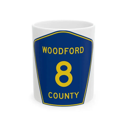 Woodford County 8 (Illinois) (Road Sign) White Coffee Mug 11oz - Go Mug Yourself
