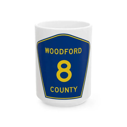 Woodford County 8 (Illinois) (Road Sign) White Coffee Mug 15oz - Go Mug Yourself