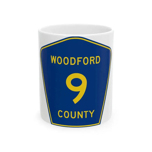 Woodford County 9 (Illinois) (Road Sign) White Coffee Mug 11oz - Go Mug Yourself