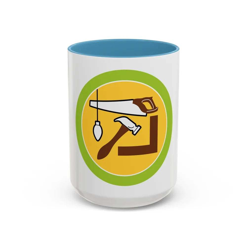 Woodwork (Boy Scout Merit Badge) Accent Coffee Mug-15oz-Light Blue-Go Mug Yourself