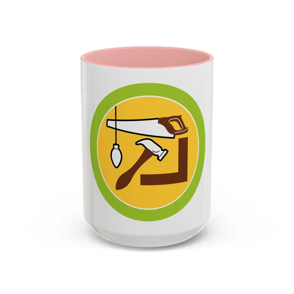 Woodwork (Boy Scout Merit Badge) Accent Coffee Mug-15oz-Pink-Go Mug Yourself