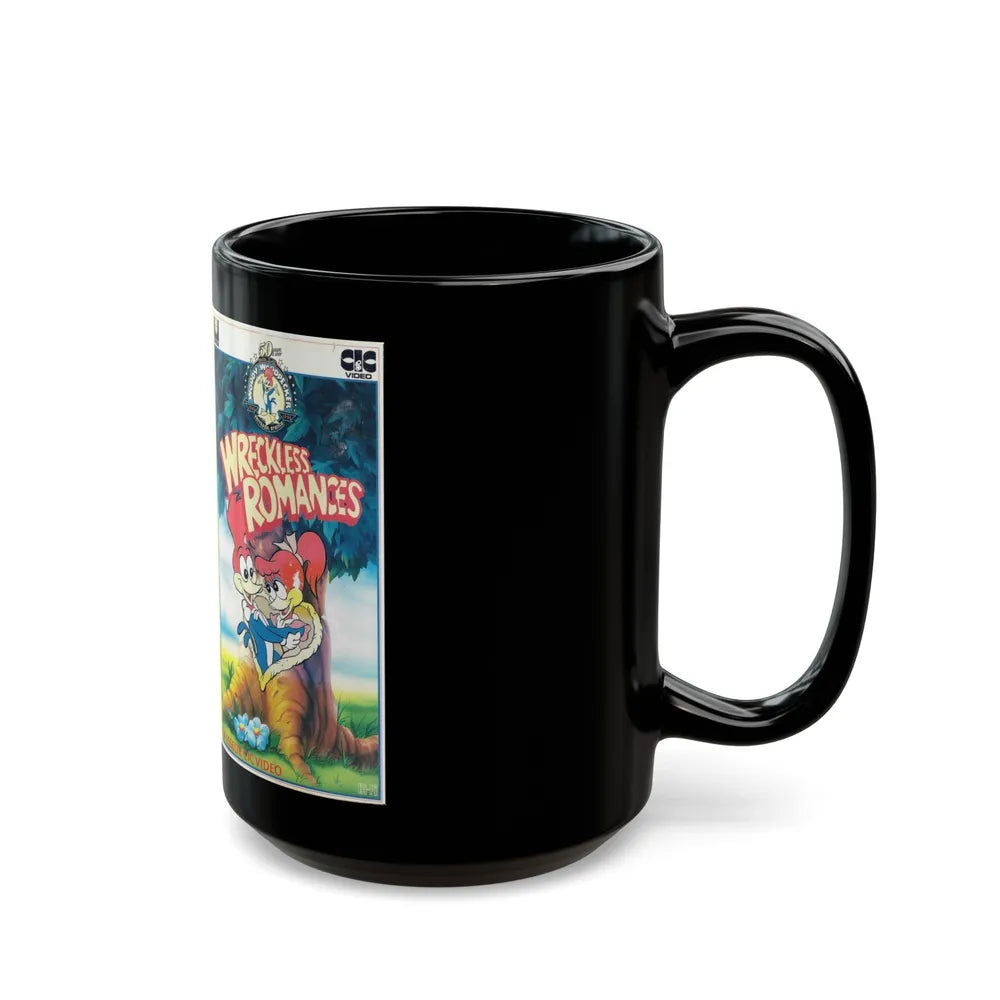 WOODY WOODPECKER WRECKLESS ROMANCES (VHS COVER) - Black Coffee Mug-Go Mug Yourself