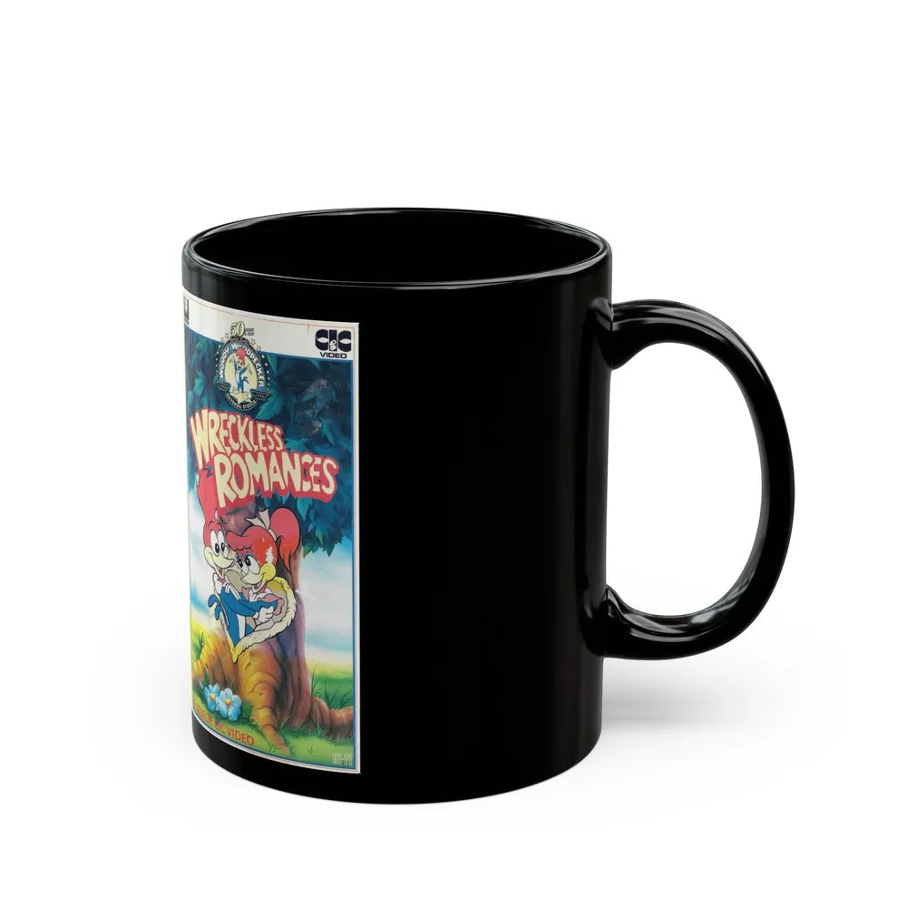 WOODY WOODPECKER WRECKLESS ROMANCES (VHS COVER) - Black Coffee Mug-Go Mug Yourself