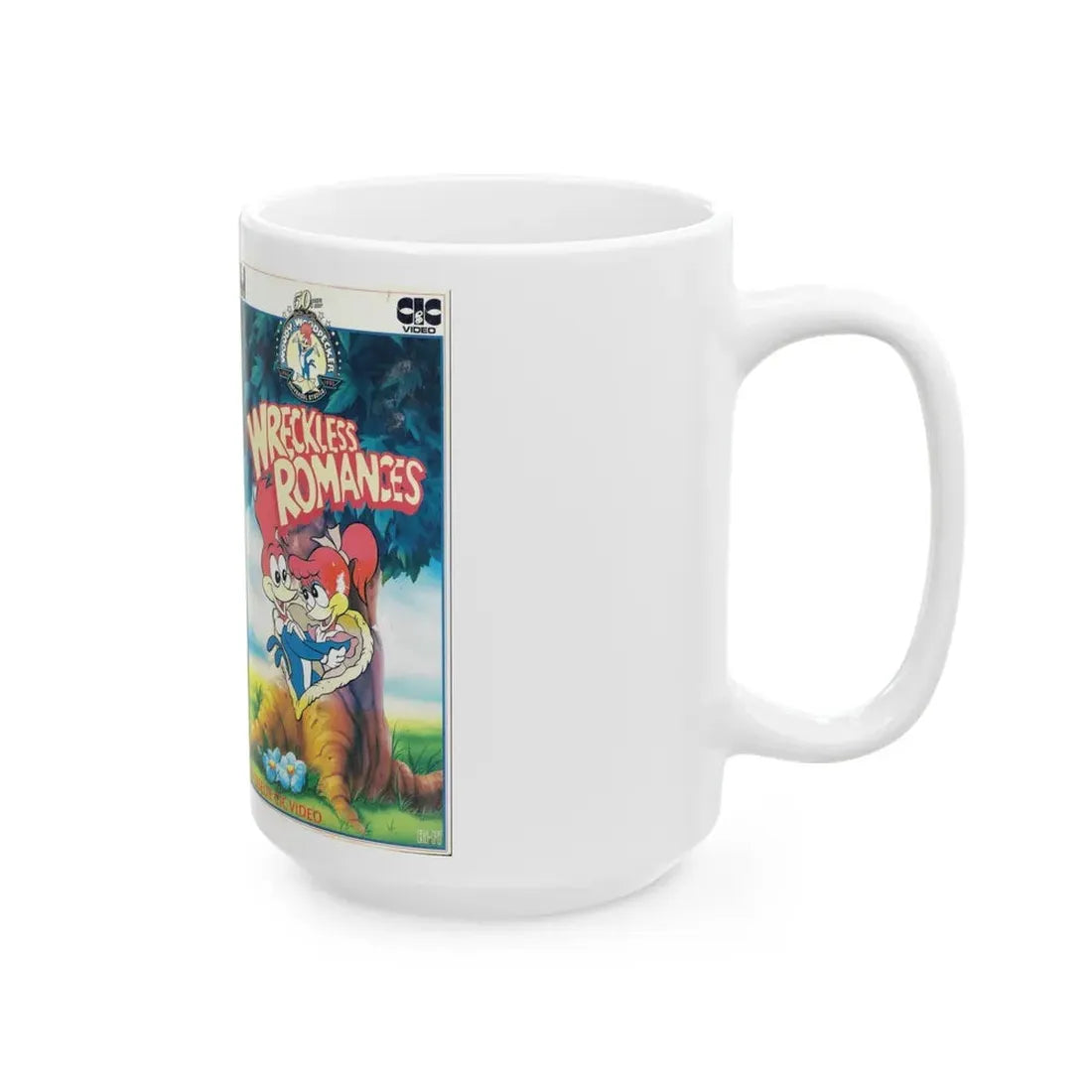 WOODY WOODPECKER WRECKLESS ROMANCES (VHS COVER) - White Coffee Mug - Go Mug Yourself