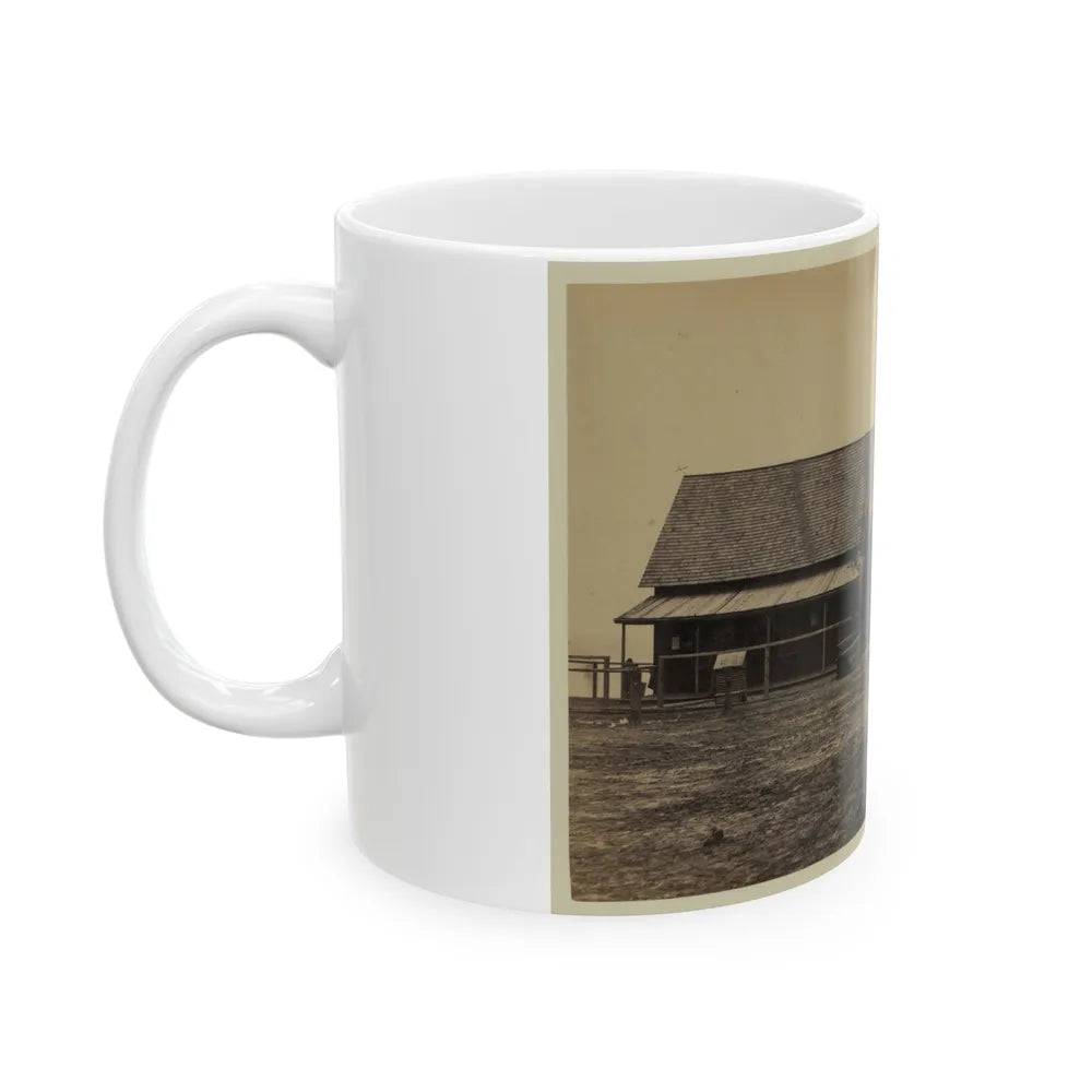 Workers Constructing A Wood Building (U.S. Civil War) White Coffee Mug-Go Mug Yourself