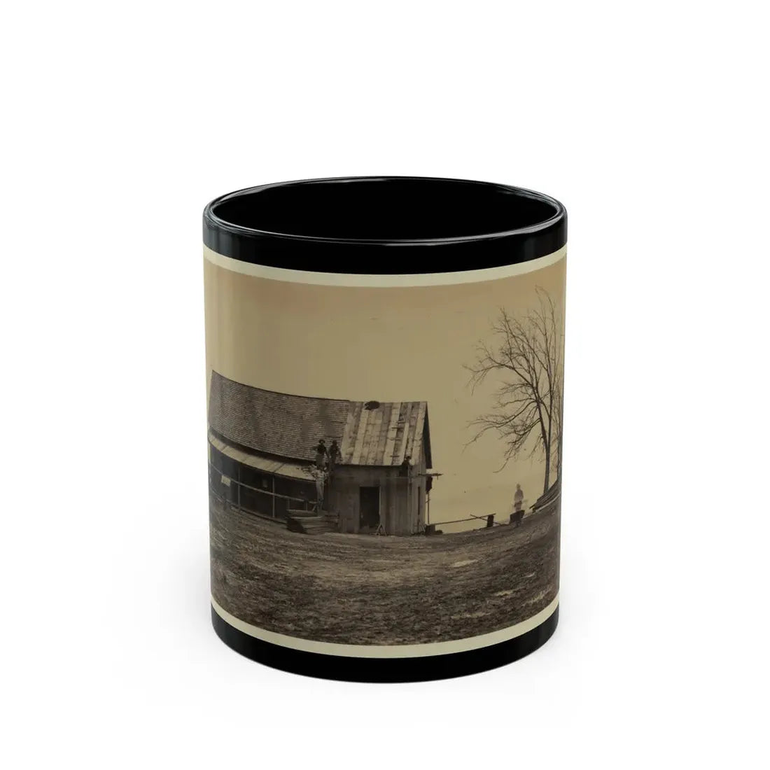 Workers Constructing A Wood Building (U.S. Civil War) Black Coffee Mug 11oz - Go Mug Yourself