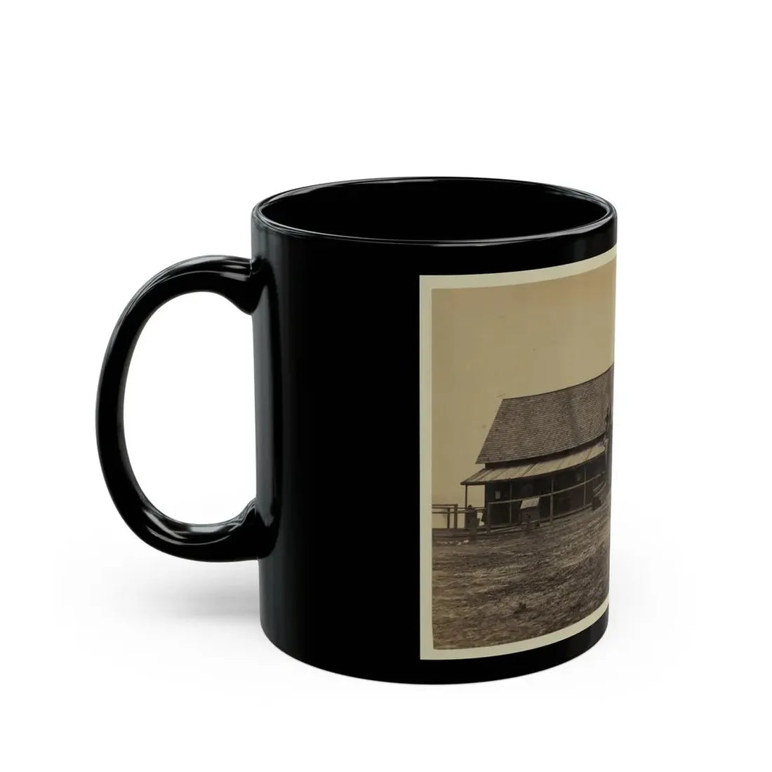 Workers Constructing A Wood Building (U.S. Civil War) Black Coffee Mug - Go Mug Yourself