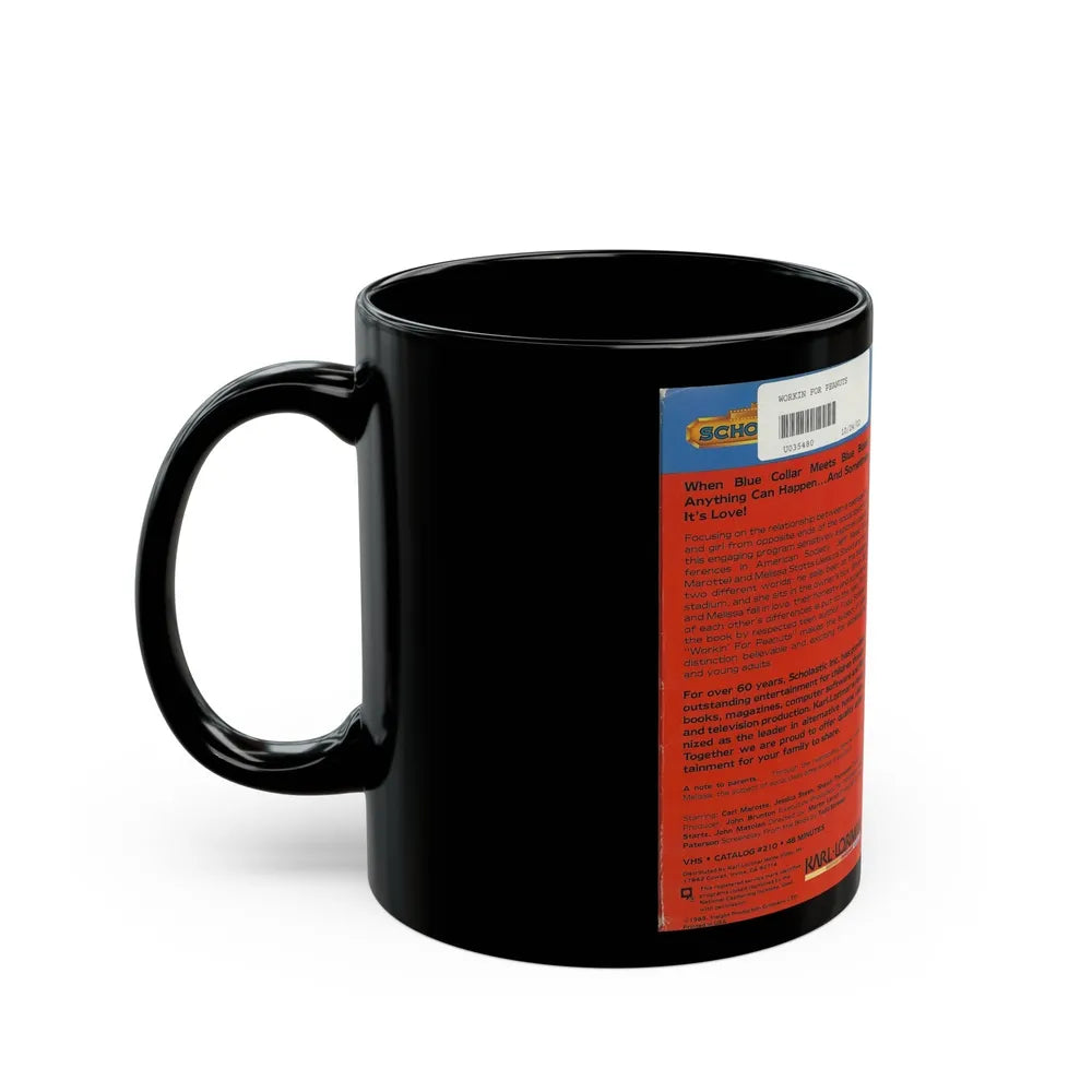 WORKIN FOR PEANUTS SCHOLASTIC LORIMAR (VHS COVER) - Black Coffee Mug-Go Mug Yourself