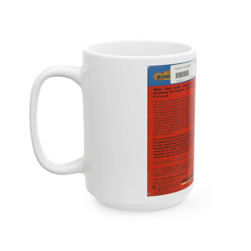 WORKIN FOR PEANUTS SCHOLASTIC LORIMAR (VHS COVER) - White Coffee Mug-Go Mug Yourself