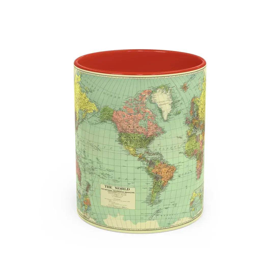 World Map (1932) (Map) Accent Coffee Mug 11oz Red - Go Mug Yourself