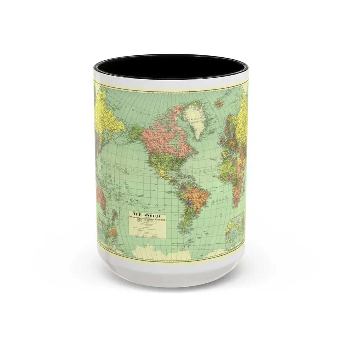 World Map (1932) (Map) Accent Coffee Mug 15oz Black - Go Mug Yourself