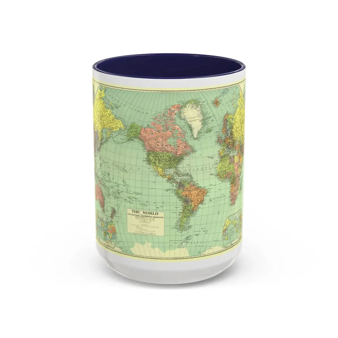 World Map (1932) (Map) Accent Coffee Mug 15oz Navy - Go Mug Yourself