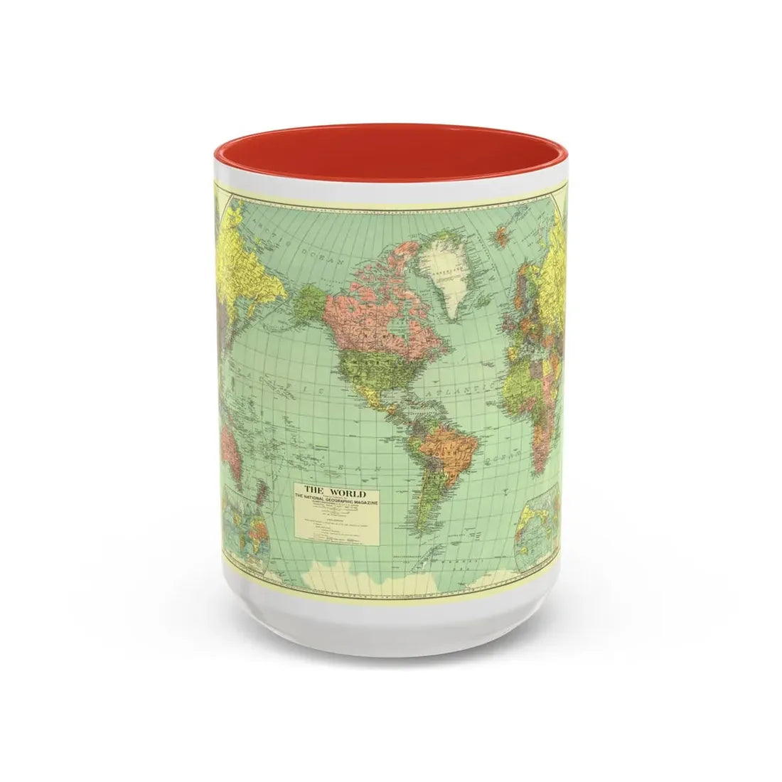 World Map (1932) (Map) Accent Coffee Mug 15oz Red - Go Mug Yourself