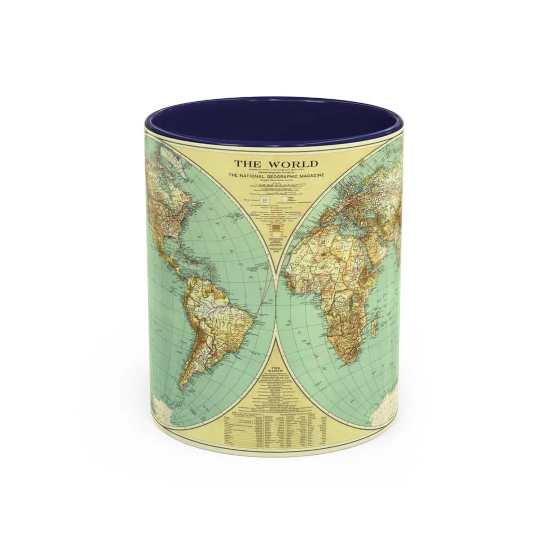 World Map (1935) (Map) Accent Coffee Mug 11oz Navy - Go Mug Yourself