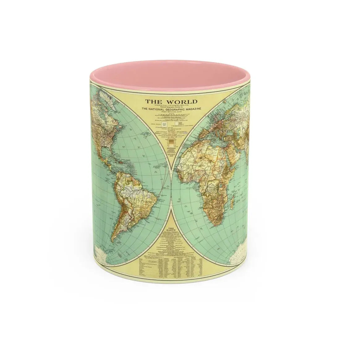 World Map (1935) (Map) Accent Coffee Mug 11oz Pink - Go Mug Yourself