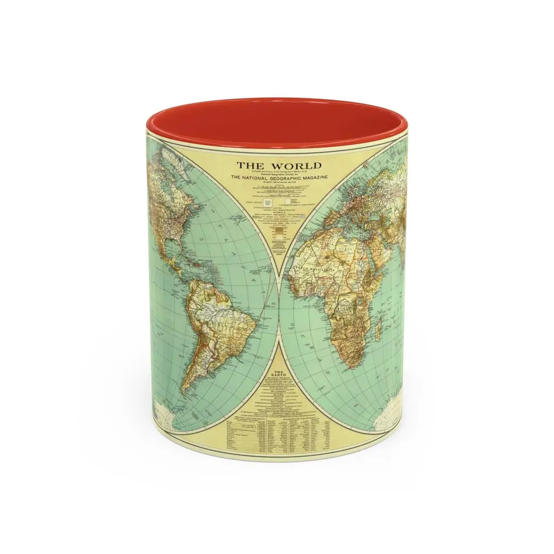 World Map (1935) (Map) Accent Coffee Mug 11oz Red - Go Mug Yourself