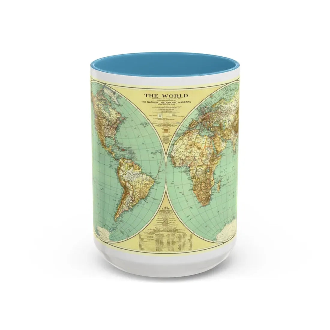 World Map (1935) (Map) Accent Coffee Mug 15oz Light Blue - Go Mug Yourself
