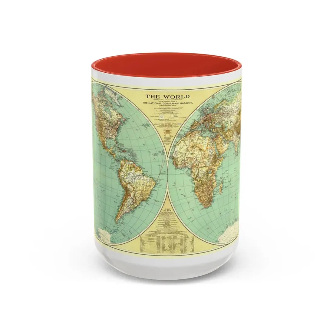 World Map (1935) (Map) Accent Coffee Mug 15oz Red - Go Mug Yourself