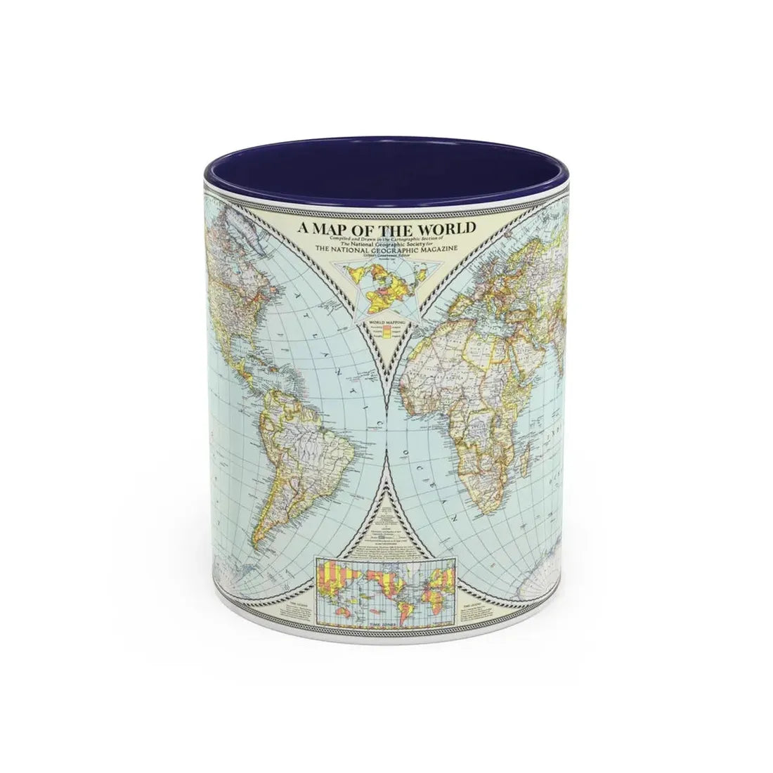 World Map (1941) (Map) Accent Coffee Mug 11oz Navy - Go Mug Yourself