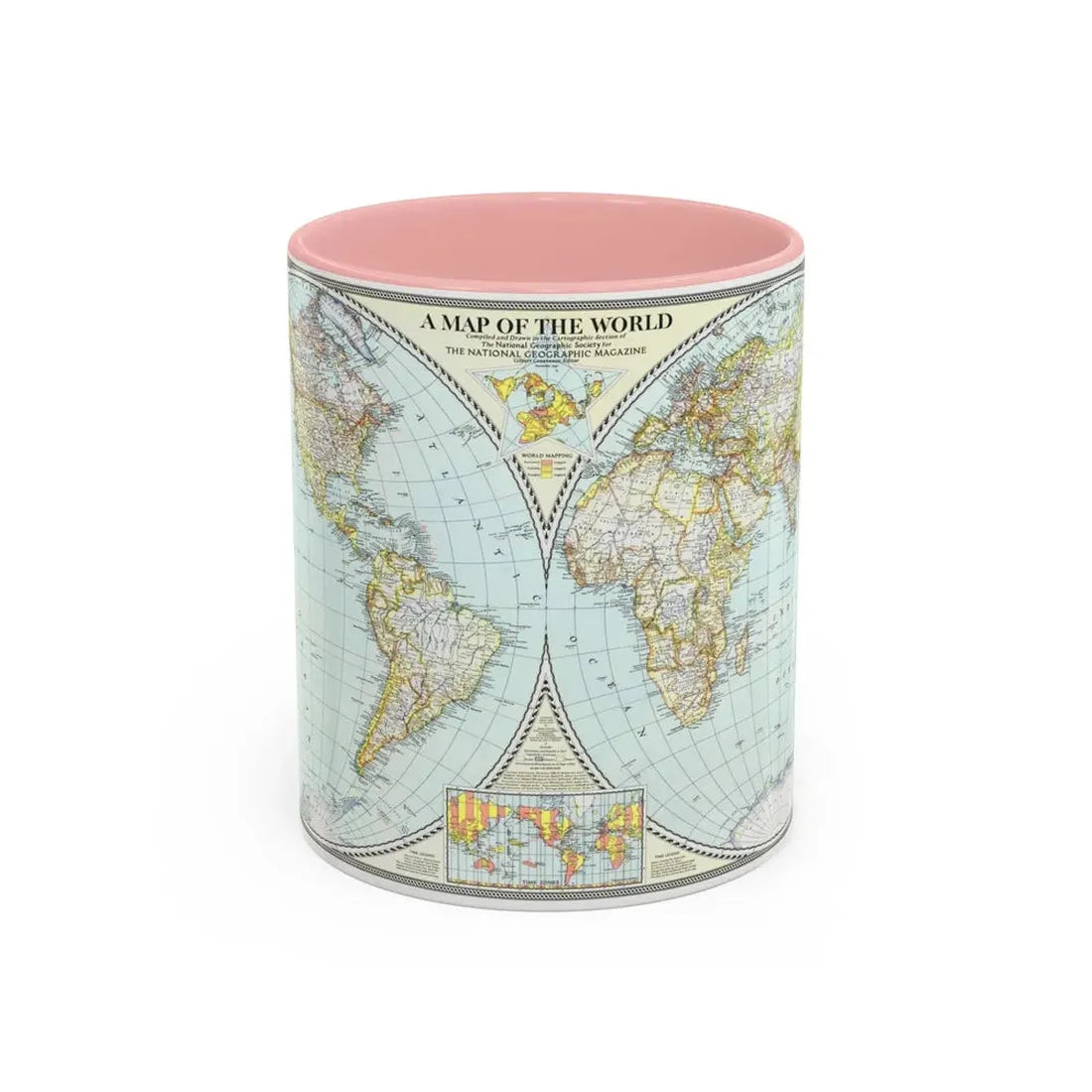 World Map (1941) (Map) Accent Coffee Mug 11oz Pink - Go Mug Yourself