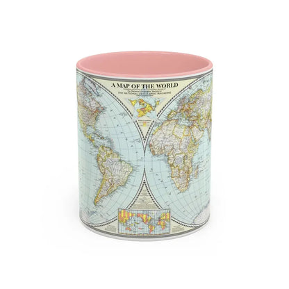 World Map (1941) (Map) Accent Coffee Mug 11oz Pink - Go Mug Yourself