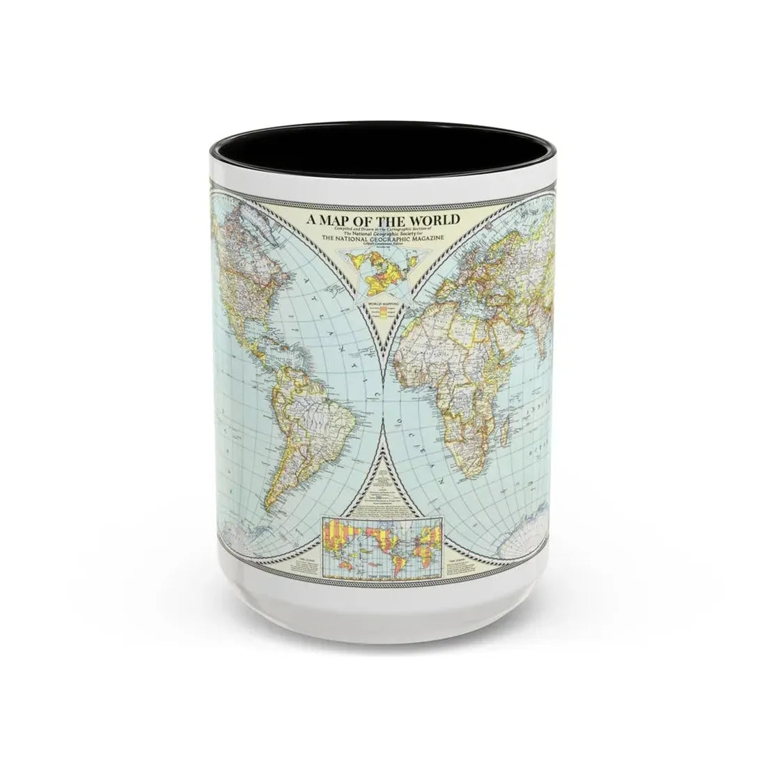 World Map (1941) (Map) Accent Coffee Mug 15oz Black - Go Mug Yourself