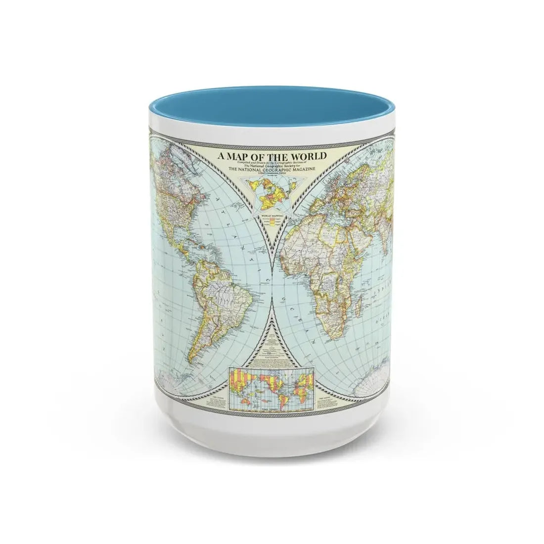 World Map (1941) (Map) Accent Coffee Mug 15oz Light Blue - Go Mug Yourself