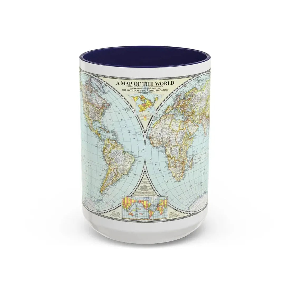 World Map (1941) (Map) Accent Coffee Mug 15oz Navy - Go Mug Yourself
