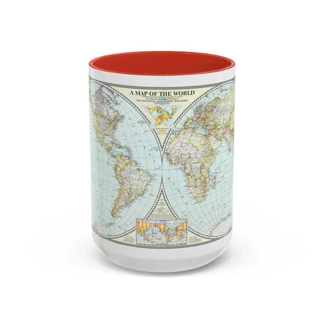 World Map (1941) (Map) Accent Coffee Mug 15oz Red - Go Mug Yourself