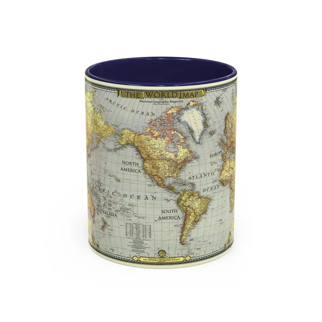 World Map (1943) (Map) Accent Coffee Mug 11oz Navy - Go Mug Yourself