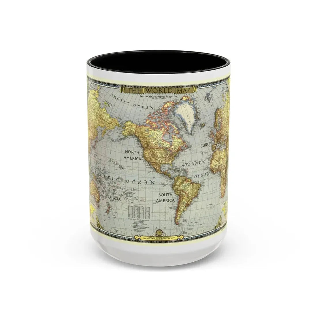 World Map (1943) (Map) Accent Coffee Mug 15oz Black - Go Mug Yourself