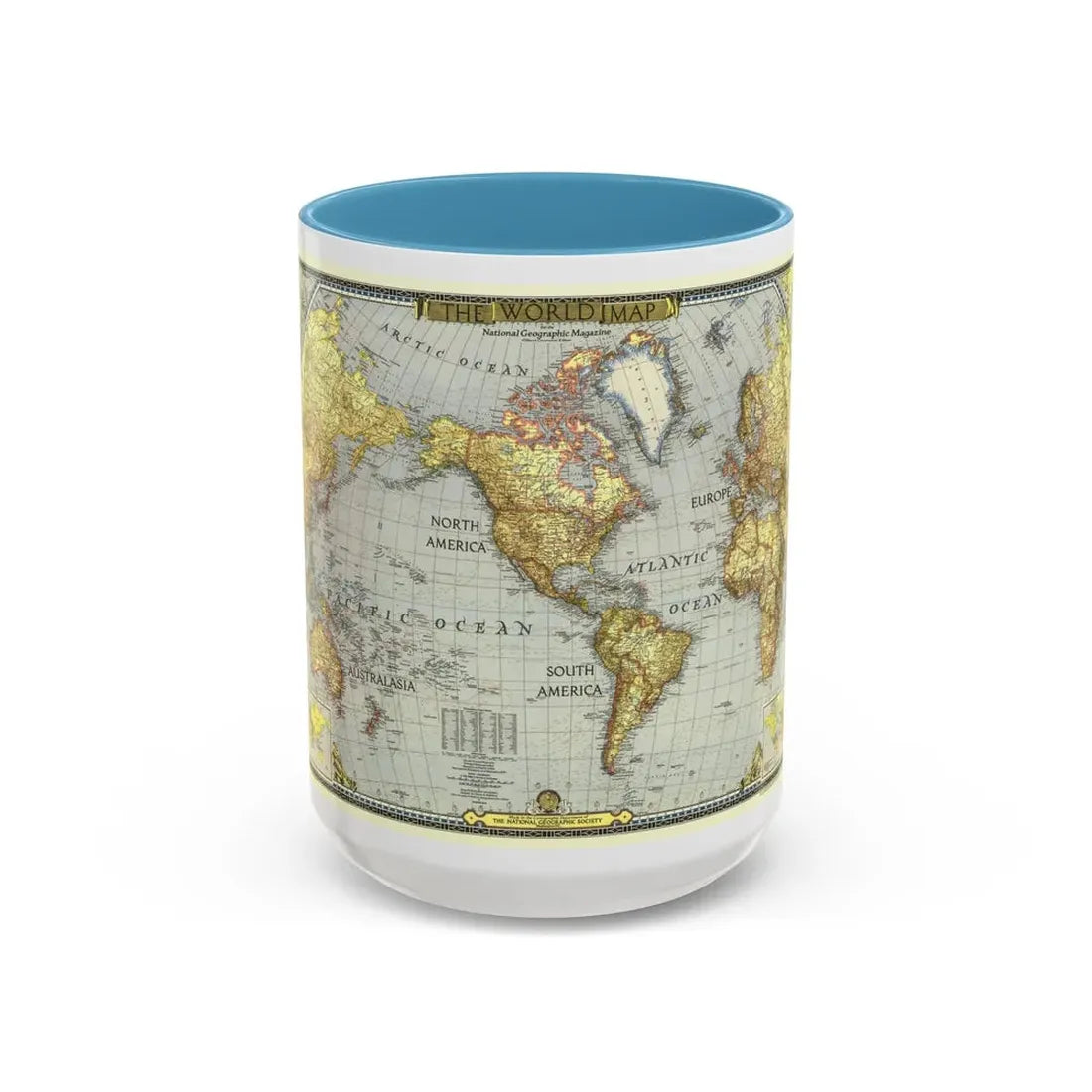 World Map (1943) (Map) Accent Coffee Mug 15oz Light Blue - Go Mug Yourself