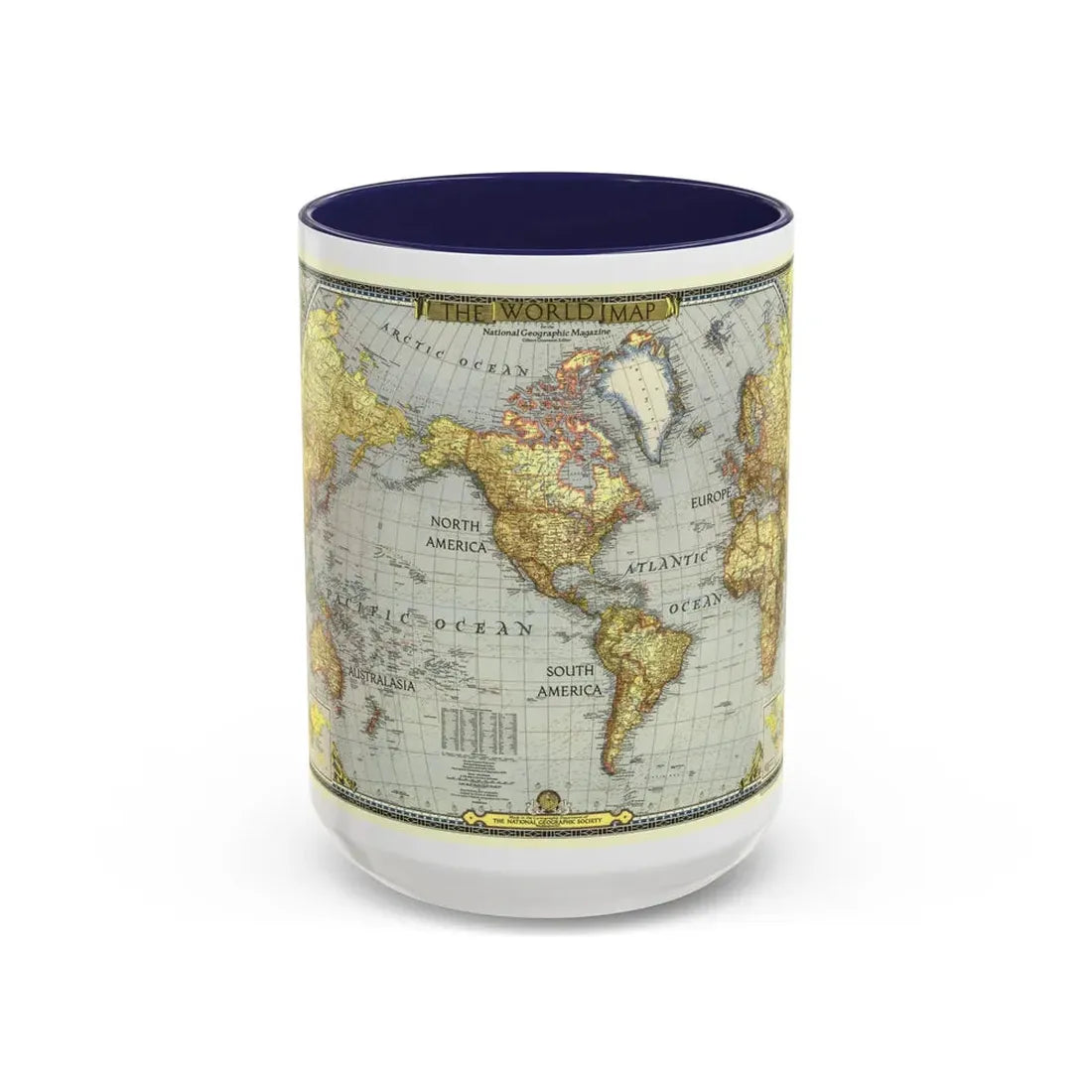 World Map (1943) (Map) Accent Coffee Mug 15oz Navy - Go Mug Yourself
