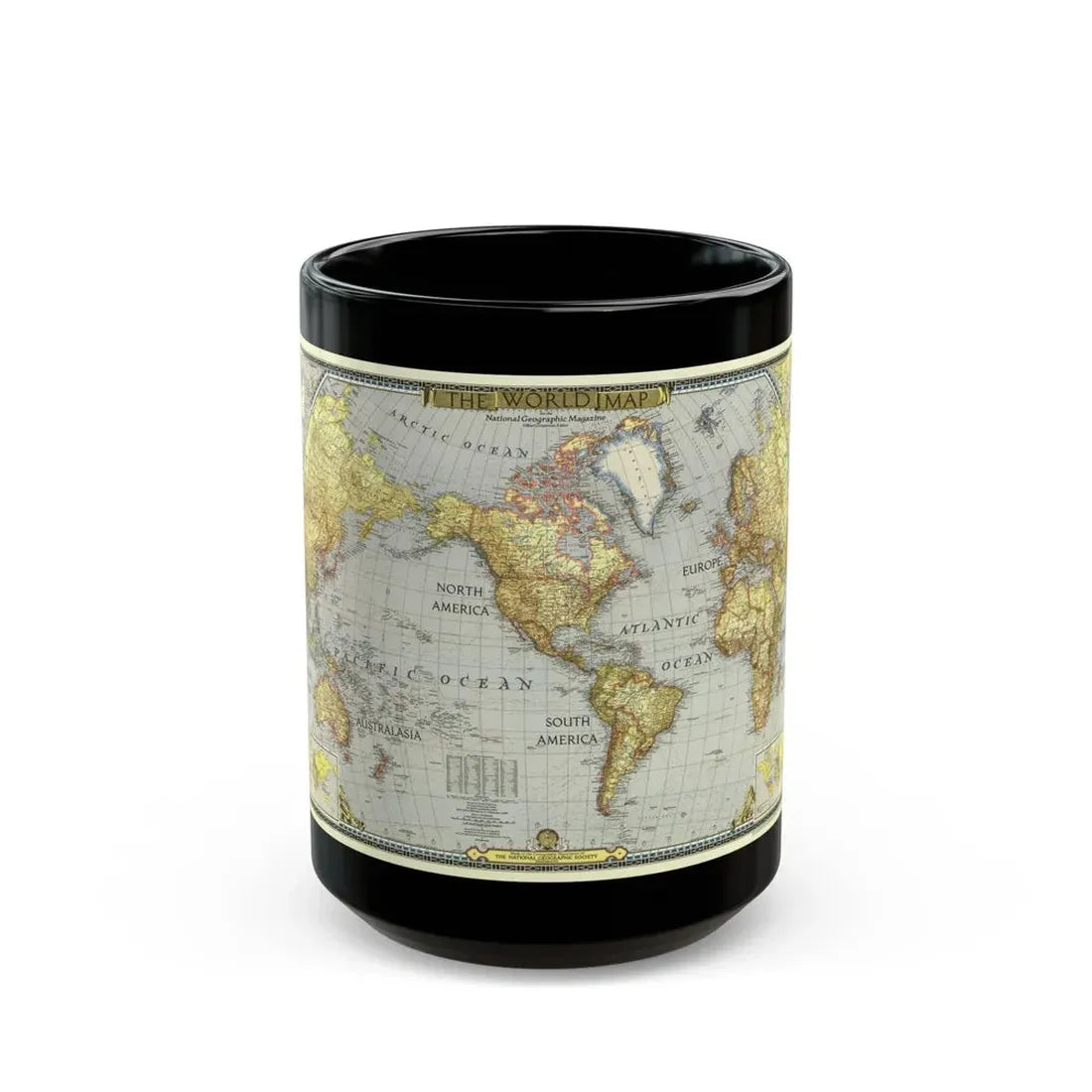 World Map (1943) (Map) Black Coffee Mug 15oz - Go Mug Yourself