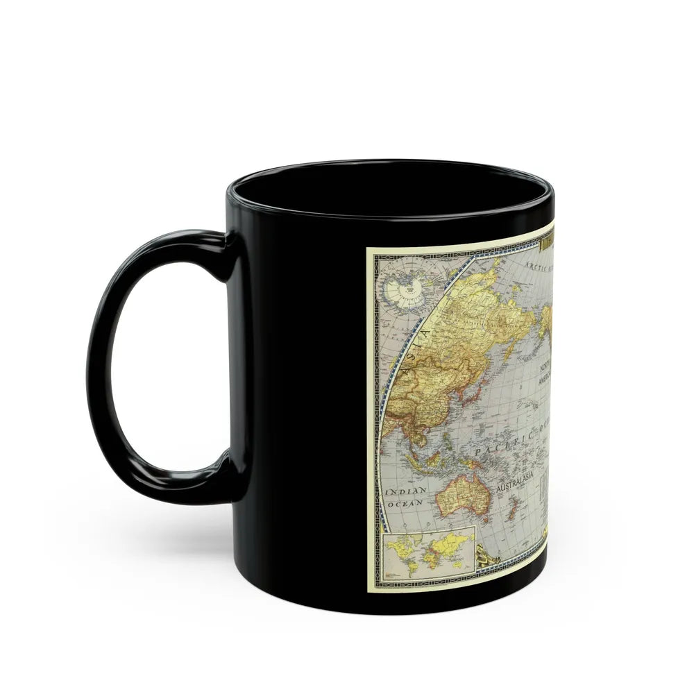 World Map (1943) (Map) Black Coffee Mug-Go Mug Yourself