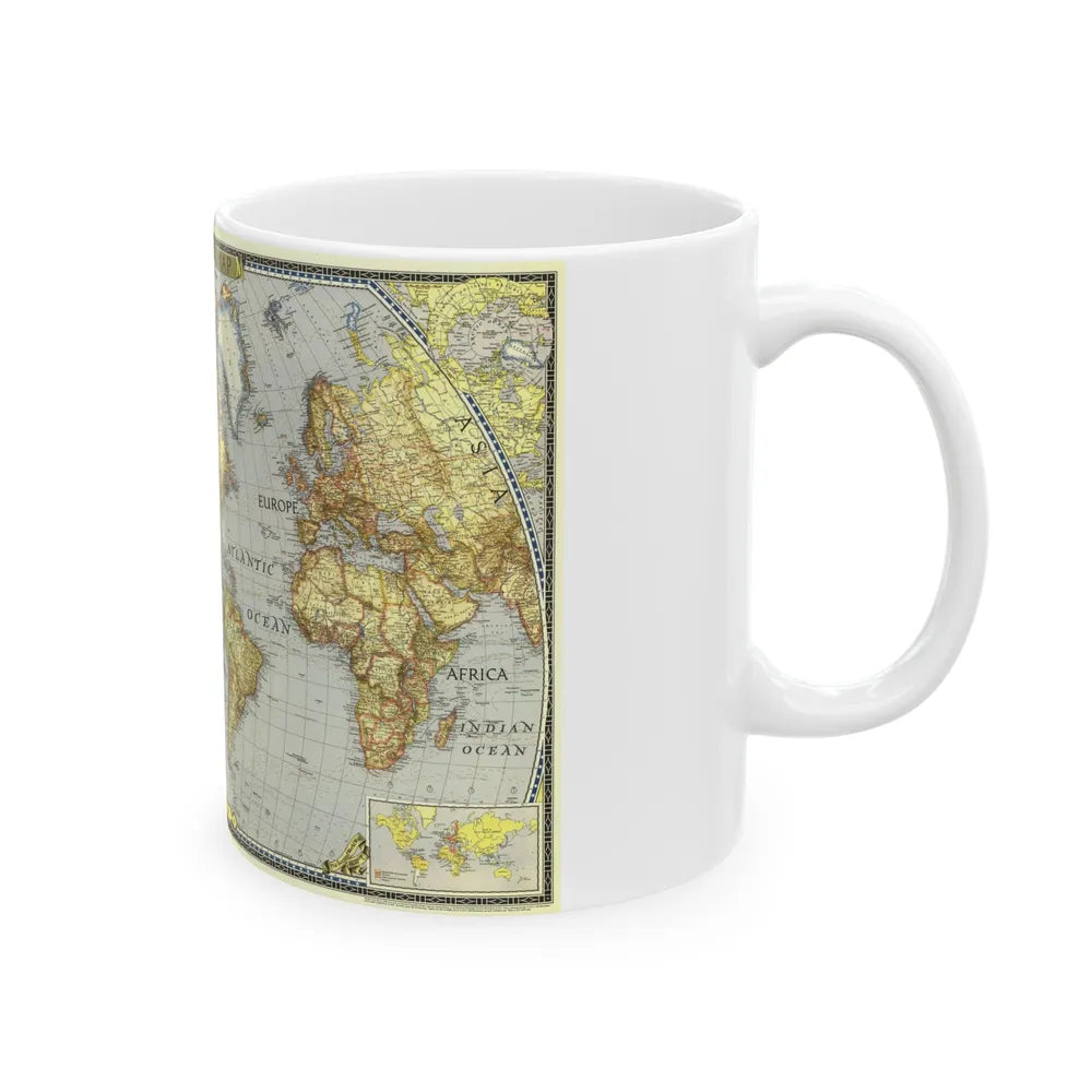 World Map (1943) (Map) White Coffee Mug-Go Mug Yourself