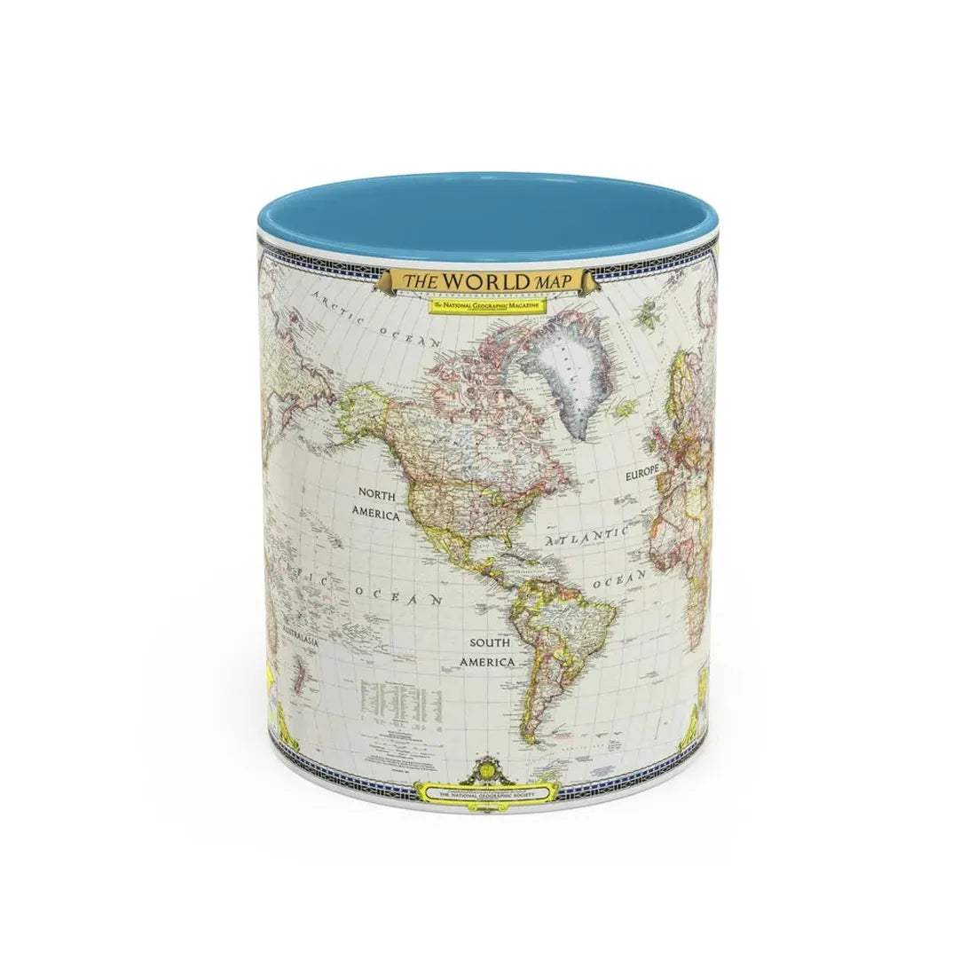 World Map (1951) (Map) Accent Coffee Mug 11oz Light Blue - Go Mug Yourself