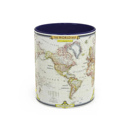 World Map (1951) (Map) Accent Coffee Mug 11oz Navy - Go Mug Yourself