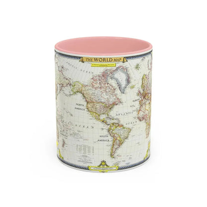 World Map (1951) (Map) Accent Coffee Mug 11oz Pink - Go Mug Yourself
