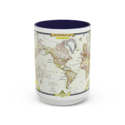 World Map (1951) (Map) Accent Coffee Mug 15oz Navy - Go Mug Yourself