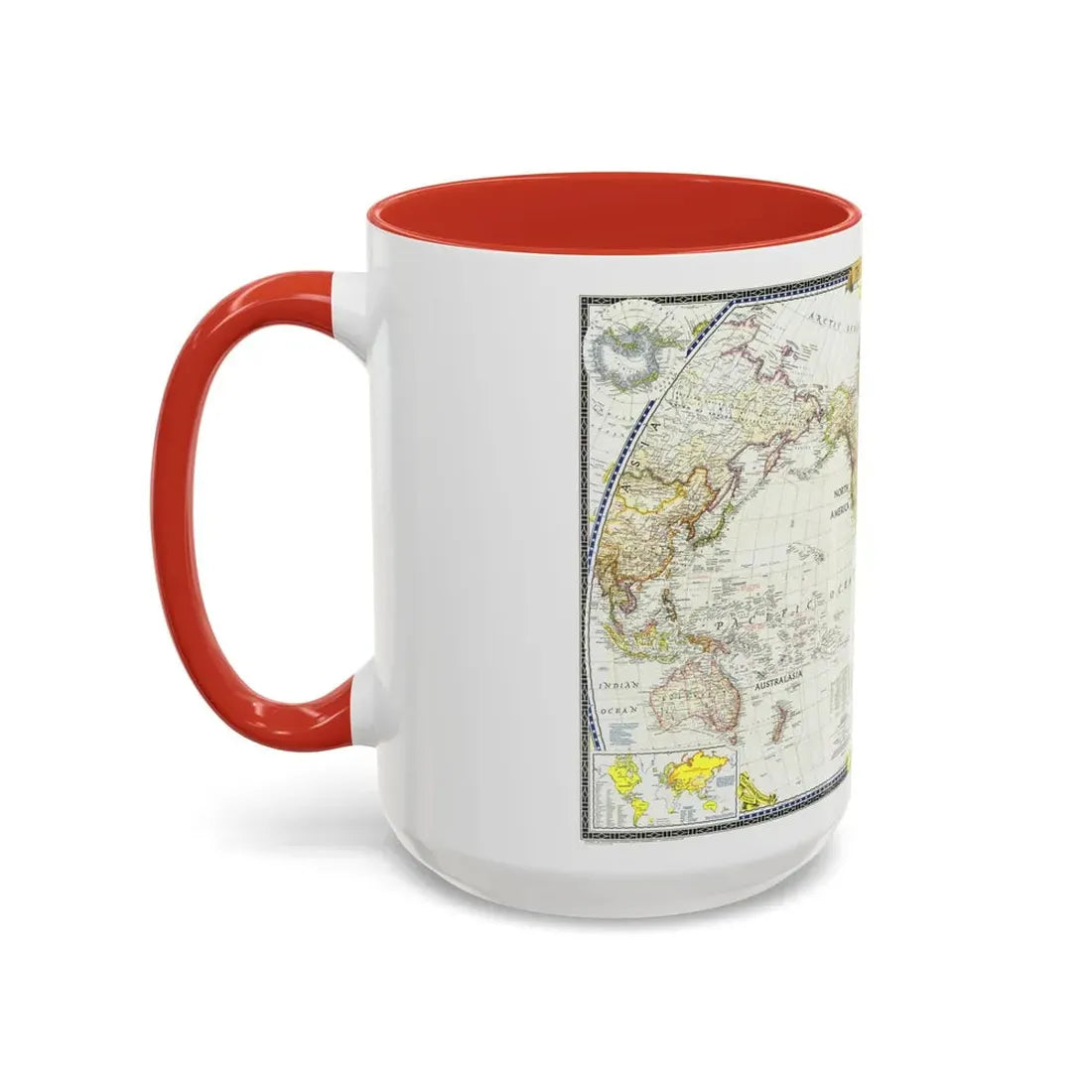 World Map (1951) (Map) Accent Coffee Mug - Go Mug Yourself