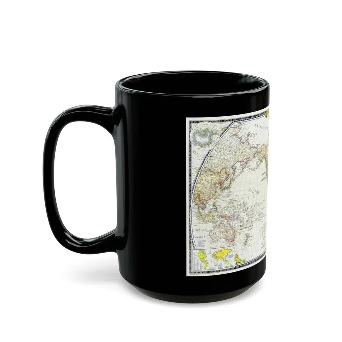 World Map (1951) (Map) Black Coffee Mug - Go Mug Yourself