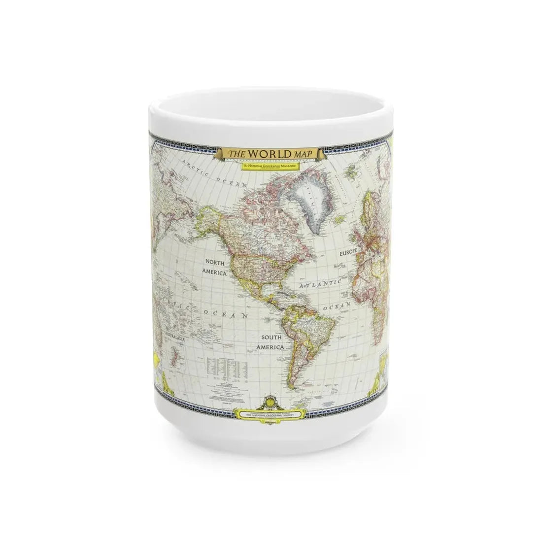World Map (1951) (Map) White Coffee Mug 15oz - Go Mug Yourself